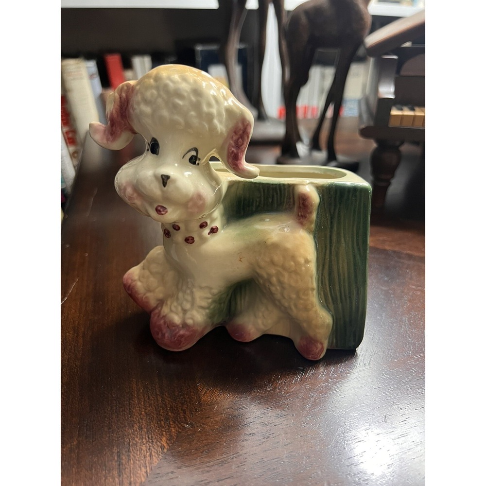 Vintage Poodle Dog Planter Vase Ceramic Fashions OPCO Mid-Century Kitschy